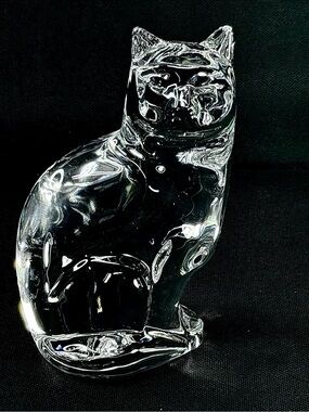 Orrefors Kostaboda Clear Crystal Cat Figurine
